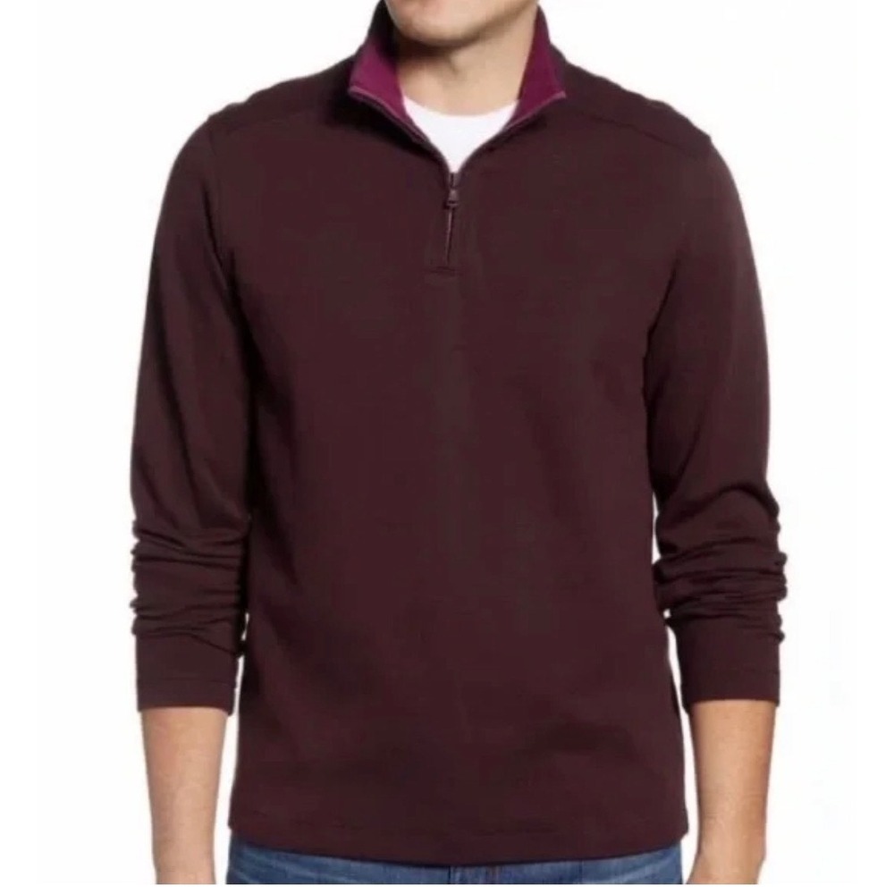 BONOBOS Daily Grind Mens‎ L Half Zip Pullover Fleece Sweater Maroon Gray